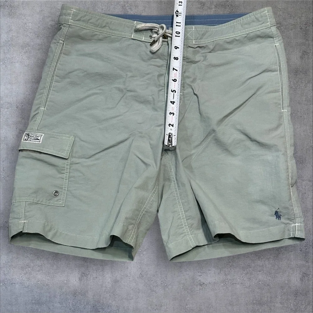 Vtg Polo Ralph Lauren Swim Short Medium Gray/Blue Lined Pockets Board Trunks Men